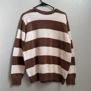 John Galt Brianna Brown/cream Striped sweater